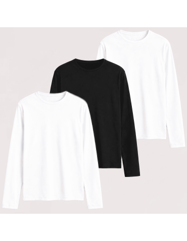 Bluzka męska z długim rękawem bawełniana wielopak longsleeve klasyczny gładki 3-pak L