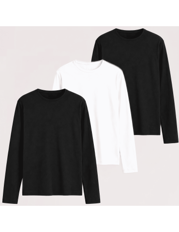 Bluzka męska z długim rękawem bawełniana wielopak longsleeve klasyczny gładki 3-pak XXL