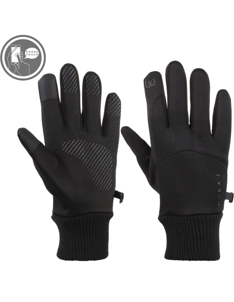 Rękawiczki - Rękawiczki męskie Softshell dotykowe ocieplane polarem CZARNY - produkt moraj.pl 5