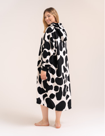 Kocobluzy - Kocobluza damska oversize z kapturem w łaty CZARNY - produkt 4
