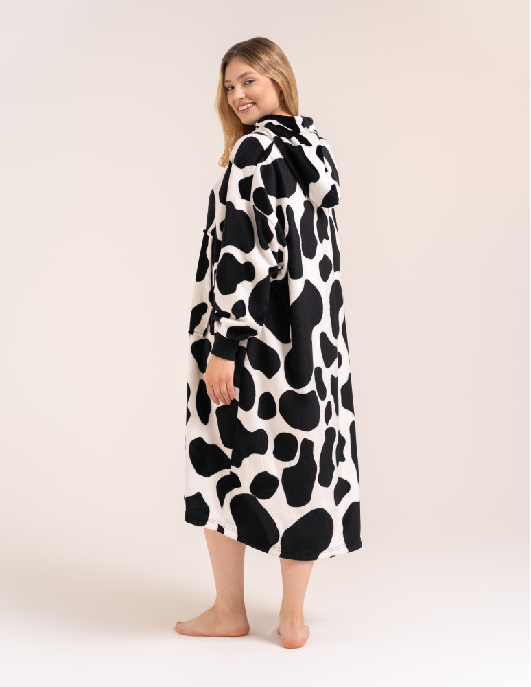 Kocobluzy - Kocobluza damska oversize z kapturem w łaty CZARNY  - produkt moraj.pl 4