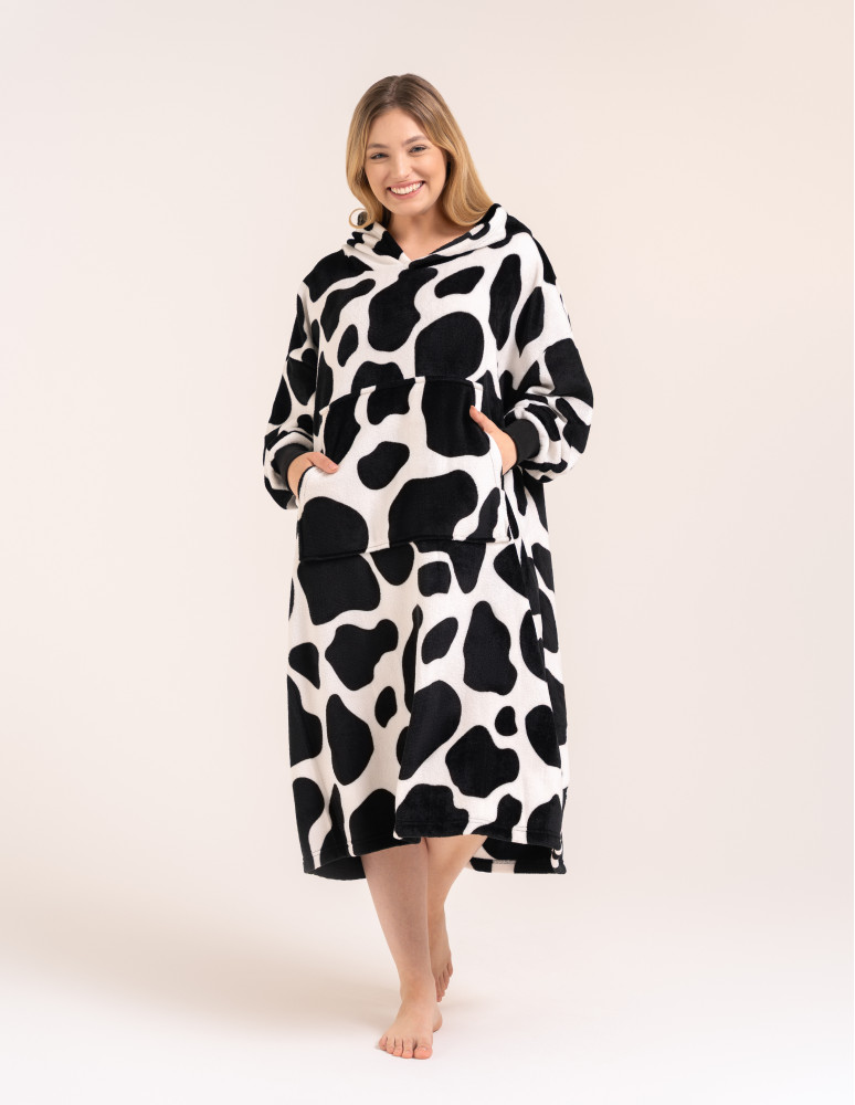 Kocobluzy - Kocobluza damska oversize z kapturem w łaty CZARNY  - produkt moraj.pl 7