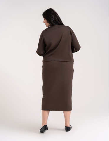 Bluzy dresowe - Bluza damska rozpinana casual ze stójką i kieszeniami BRĄZOWY - produkt 10