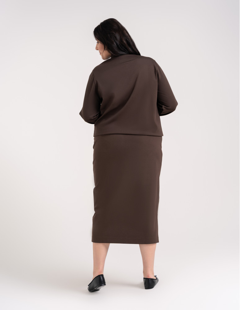 Bluzy dresowe - Bluza damska rozpinana casual ze stójką i kieszeniami BRĄZOWY - produkt moraj.pl 10