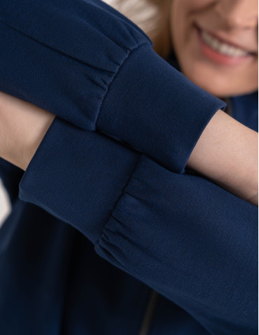 Bluza damska rozpinana casual ze st&oacute;jką i kieszeniami - GRANATOWY  - produkt 2