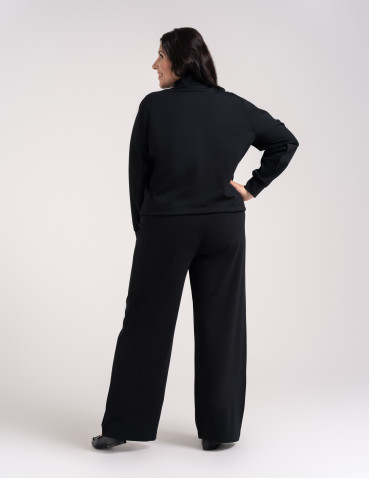 Bluzy dresowe - Bluza damska rozpinana casual ze stójką i kieszeniami CZARNY - produkt 13