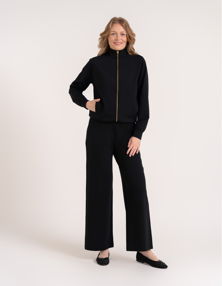 Bluzy dresowe - Bluza damska rozpinana casual ze stójką i kieszeniami CZARNY - produkt moraj.pl 6