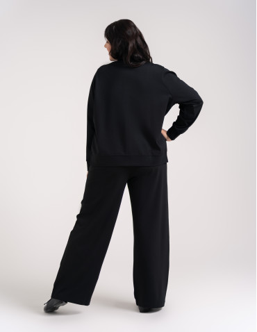 Bluzy dresowe - Bluza damska rozpinana casual ze stójką i kieszeniami CZARNY - produkt 12