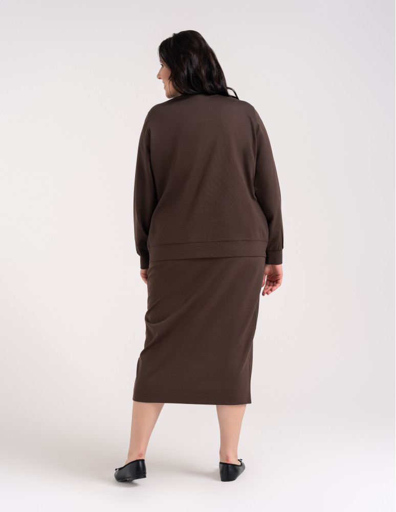Bluzy dresowe - Bluza damska rozpinana casual ze stójką i kieszeniami BRĄZOWY - produkt moraj.pl 11