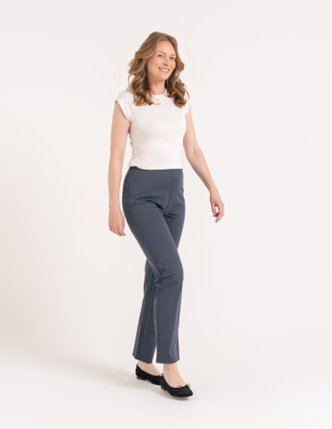 Spodnie materiałowe - Eleganckie spodnie damskie casual SZARY - produkt 3