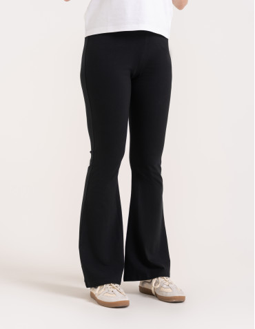 Legginsy flare damskie bawełniane dzwony z wysokim stanem - CZARNY - produkt 2