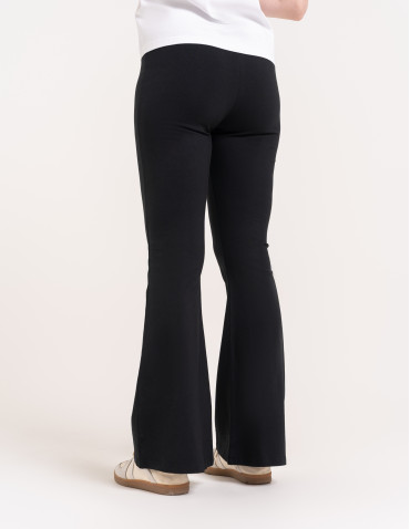 Legginsy damskie - Legginsy flare damskie bawełniane dzwony z wysokim stanem CZARNY - produkt 8