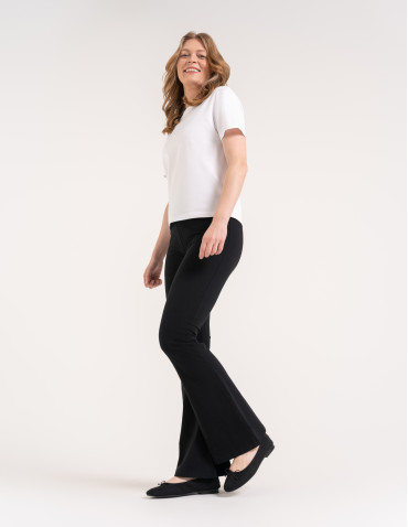 Legginsy damskie - Legginsy flare damskie bawełniane dzwony z wysokim stanem CZARNY - produkt 5