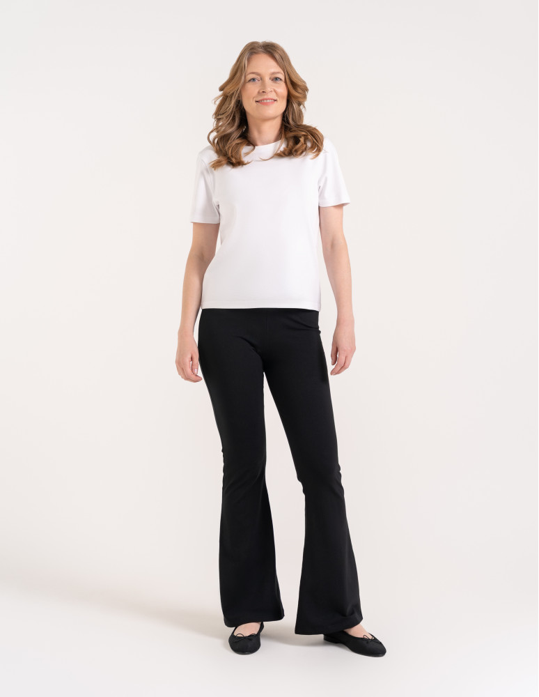Legginsy damskie - Legginsy flare damskie bawełniane dzwony z wysokim stanem CZARNY  - produkt moraj.pl 6