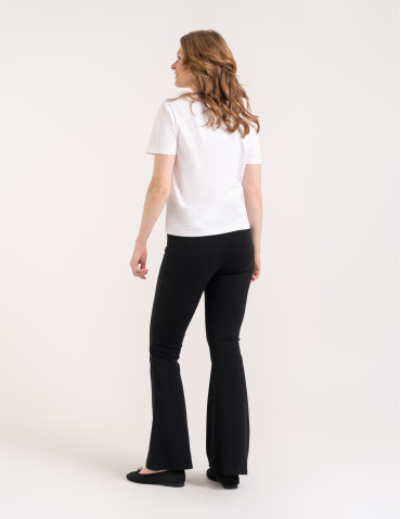 Legginsy damskie - Legginsy flare damskie bawełniane dzwony z wysokim stanem CZARNY - produkt 7