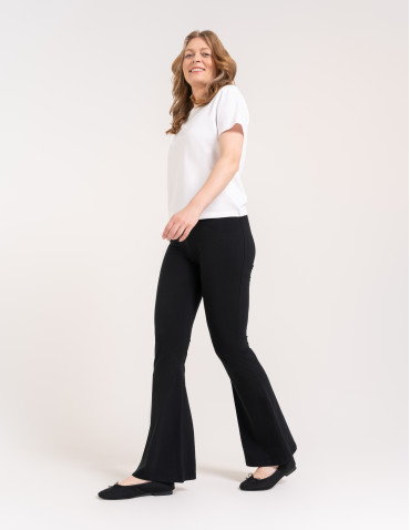 Legginsy damskie - Legginsy flare damskie bawełniane dzwony z wysokim stanem CZARNY - produkt 9