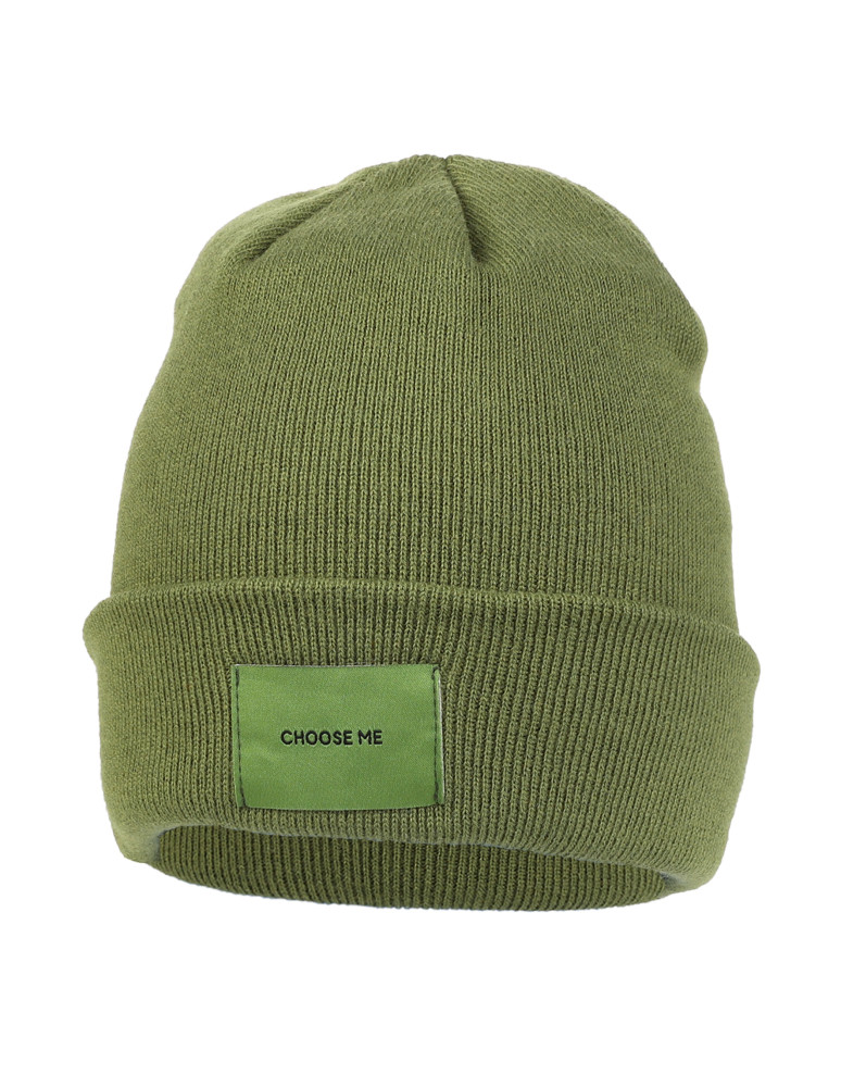 Czapki i opaski - Czapka damska beanie klasyczna z naszywką ZIELONY - produkt moraj.pl 1