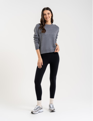 Legginsy ocieplane - Ocieplane legginsy damskie z wysokim stanem CZARNY - produkt 1