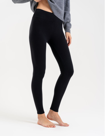 Legginsy ocieplane - Ocieplane legginsy damskie z wysokim stanem CZARNY - produkt 5