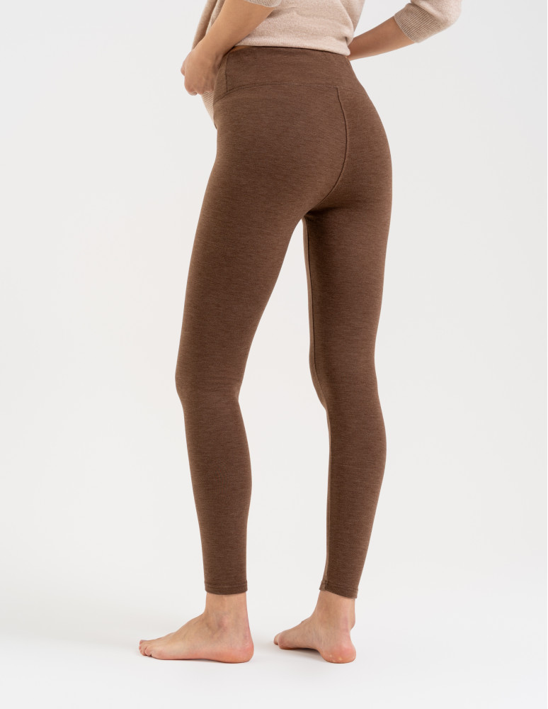 Legginsy ocieplane - Ocieplane legginsy damskie z wysokim stanem BRĄZOWY - produkt moraj.pl 6