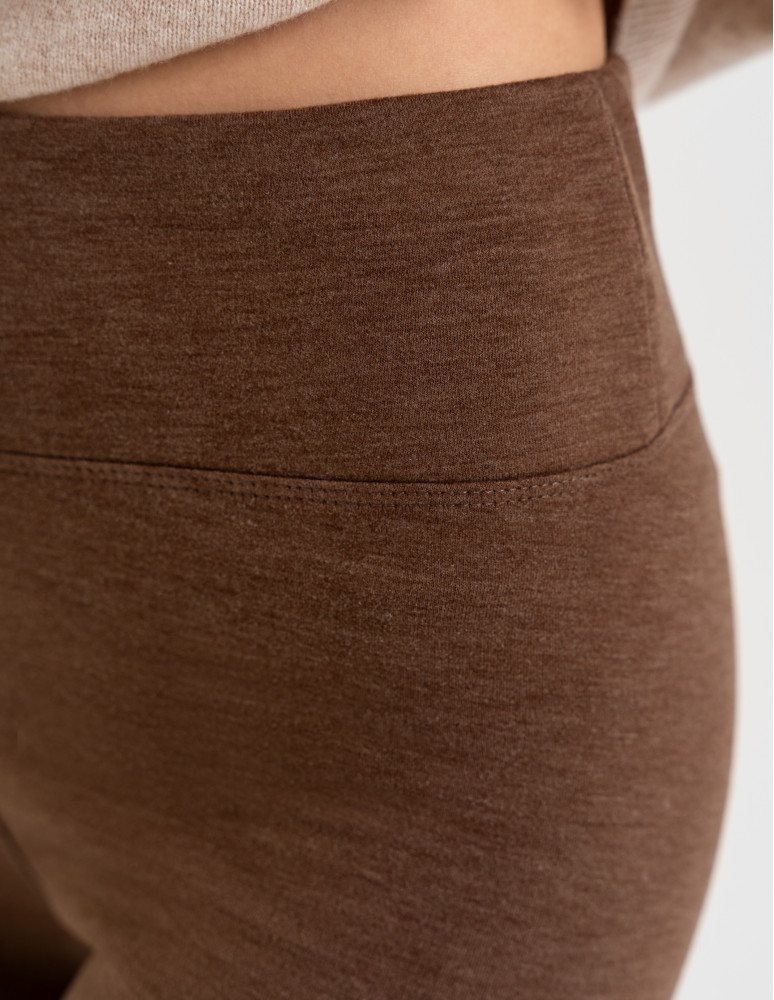 Legginsy ocieplane - Ocieplane legginsy damskie z wysokim stanem BRĄZOWY - produkt moraj.pl 4