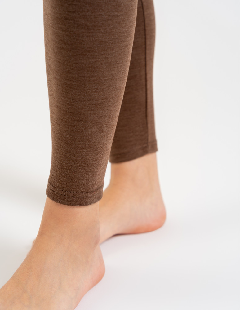 Legginsy ocieplane - Ocieplane legginsy damskie z wysokim stanem BRĄZOWY - produkt moraj.pl 2