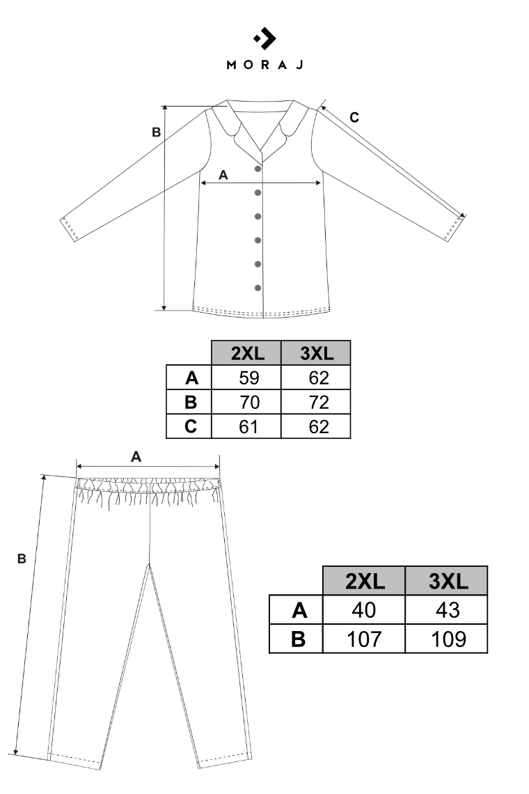 Damska piżama z długim rękawem i spodniami wiskoza Plus Size