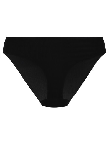 Majtki figi - Majtki damskie bezszwowe bikini ultracienkie second skin prążkowane CZARNY - produkt 6