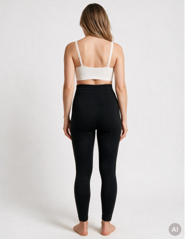 Legginsy z wysokim stanem - Wygodne legginsy ciążowe z wysokim panelem na brzuszek CZARNY - produkt 3