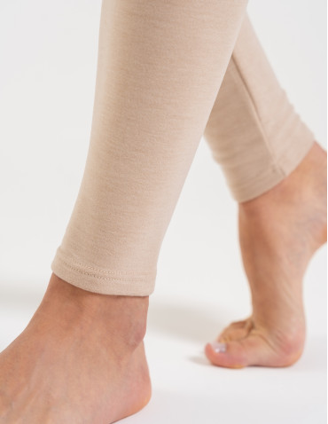 Legginsy ocieplane - Ocieplane legginsy damskie z wysokim stanem BEŻOWY - produkt 7