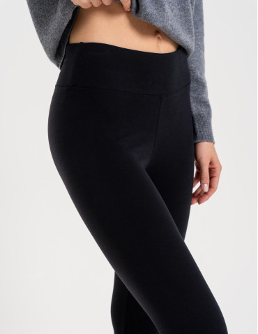 Legginsy ocieplane - Ocieplane legginsy damskie z wysokim stanem CZARNY - produkt 2