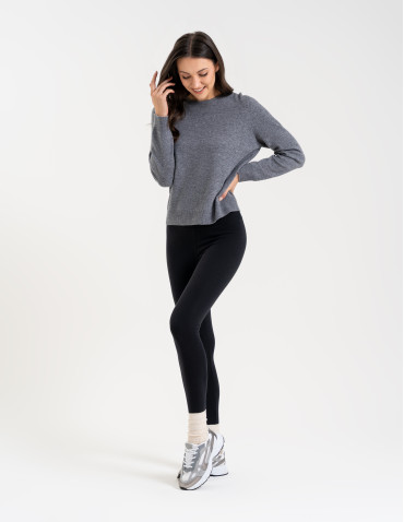 Legginsy ocieplane - Ocieplane legginsy damskie z wysokim stanem CZARNY - produkt 3
