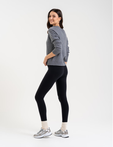 Legginsy ocieplane - Ocieplane legginsy damskie z wysokim stanem CZARNY - produkt 6