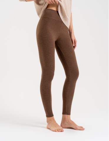 Legginsy ocieplane - Ocieplane legginsy damskie z wysokim stanem BRĄZOWY - produkt 3