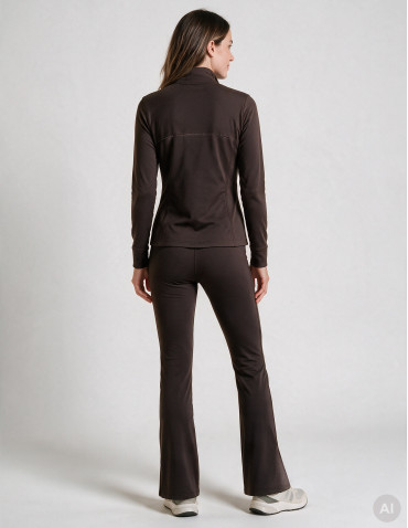 Bluzy dresowe - Bluza damska rozpinana slim fit dopasowana z kieszeniami BRĄZOWY - produkt 3