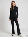 Bluza damska rozpinana slim fit dopasowana z kieszeniami CZARNY