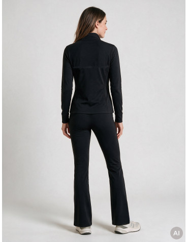 Bluzy dresowe - Bluza damska rozpinana slim fit dopasowana z kieszeniami CZARNY - produkt 3