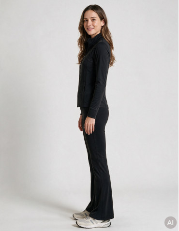 Bluza damska rozpinana slim fit dopasowana z kieszeniami - CZARNY  - produkt 2