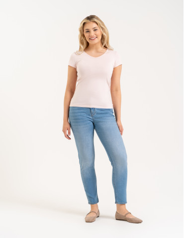 Jeansy - Damskie spodnie jeansowe mom fit JASNY NIEBIESKI  - produkt 2
