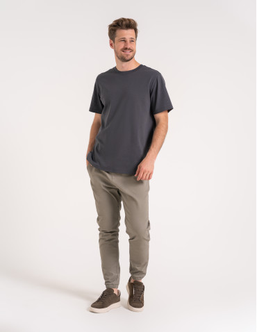 Spodnie joggery męskie - Joggery męskie spodnie bawełniane wygodne z kieszeniami KHAKI - produkt 3