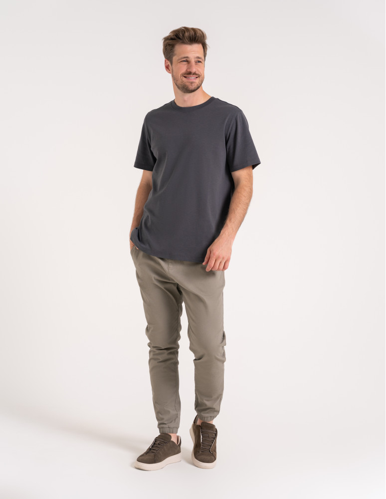 Spodnie joggery męskie - Joggery męskie spodnie bawełniane wygodne z kieszeniami KHAKI  - produkt moraj.pl 3