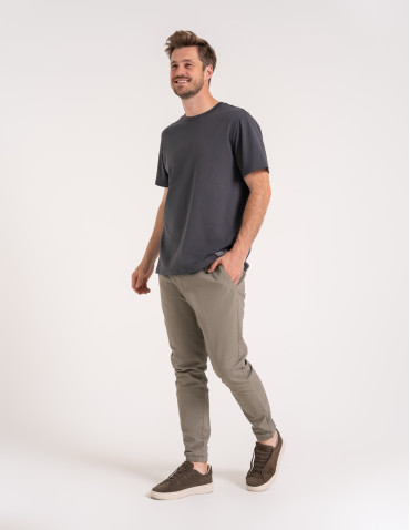Spodnie joggery męskie - Joggery męskie spodnie bawełniane wygodne z kieszeniami KHAKI - produkt 4