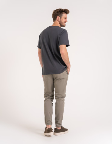 Spodnie joggery męskie - Joggery męskie spodnie bawełniane wygodne z kieszeniami KHAKI - produkt 5