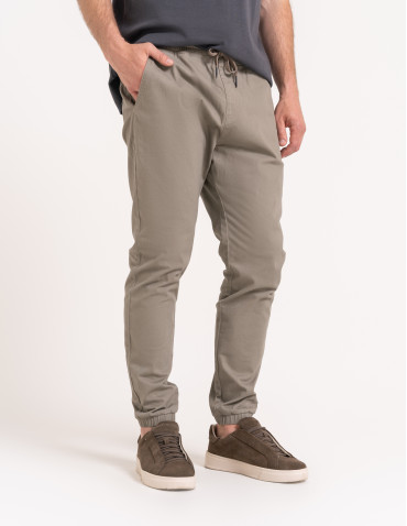 Joggery męskie spodnie bawełniane wygodne z kieszeniami - KHAKI