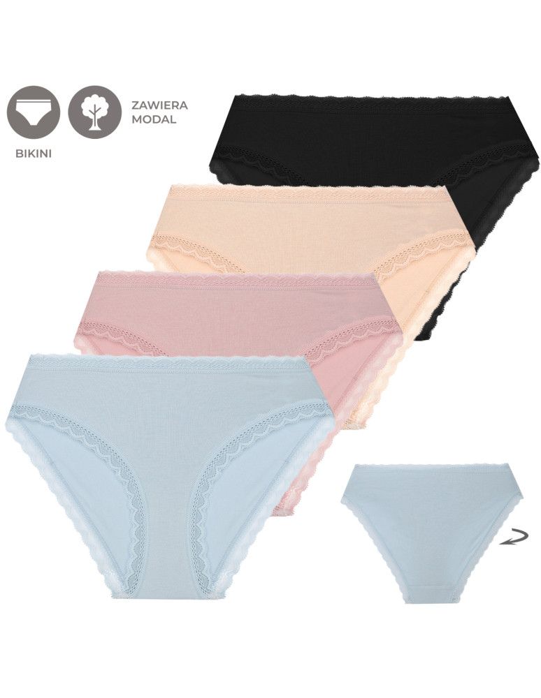 Majtki figi - Wygodne majtki damskie o kroju bikini z modalu 4-pak WIELOKOLOROWY - produkt moraj.pl 1