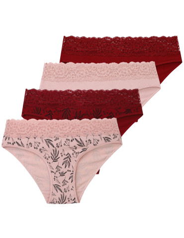 Majtki figi - Wygodne majtki damskie o kroju bikini z szeroką koronką 4-pak WIELOKOLOROWY - produkt 7