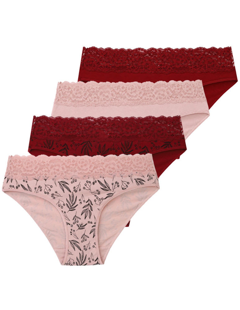 Majtki figi - Wygodne majtki damskie o kroju bikini z szeroką koronką 4-pak WIELOKOLOROWY  - produkt moraj.pl 7