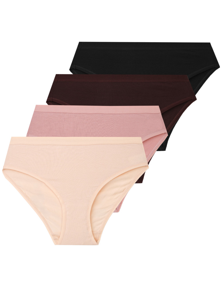 Majtki figi - Wygodne majtki damskie o kroju bikini z modalu klasyczne na co dzień 4-pak WIELOKOLOROWY - produkt moraj.pl 9