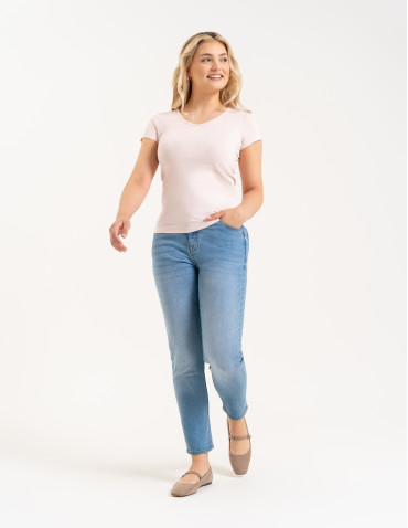 Jeansy - Damskie spodnie jeansowe mom fit JASNY NIEBIESKI  - produkt 10