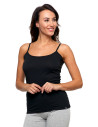 Damski bawełniany podkoszulek na ramiączkach CZARNY
